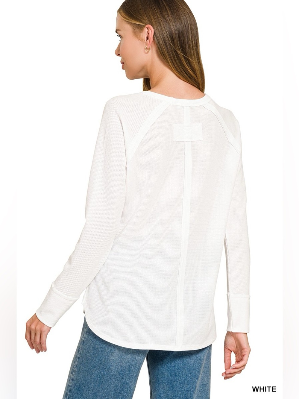 Zenana Baby Waffle Long Sleeve Top - Picture 3 of 4